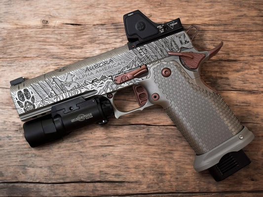 ALPHA AMERICAN “AURORA” PORTED 5” GOV ALL STEEL COLLECTOR LIMITED EDITION 20 UNITS. 9MM