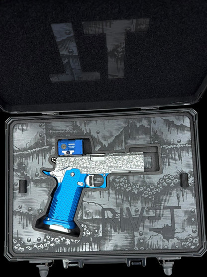 TEE GUN VAULT “RIVET” 1 OF 1 COMMANDER 4.25” V6 PORTED WITH KNIFE AND METEORITE ACRO P2