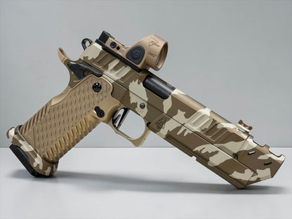 STACCATO P CUSTOM BRONZE MULTI CAM COMPENSATED WITH T7 ALUMINUM GRIPS AND SRO