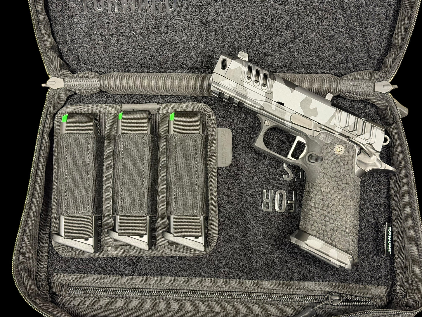STACCATO CUSTOM HD P4X BLACK MULTI CAM 4” COMP’D BARREL STEEL FRAME WITH EXTRAS