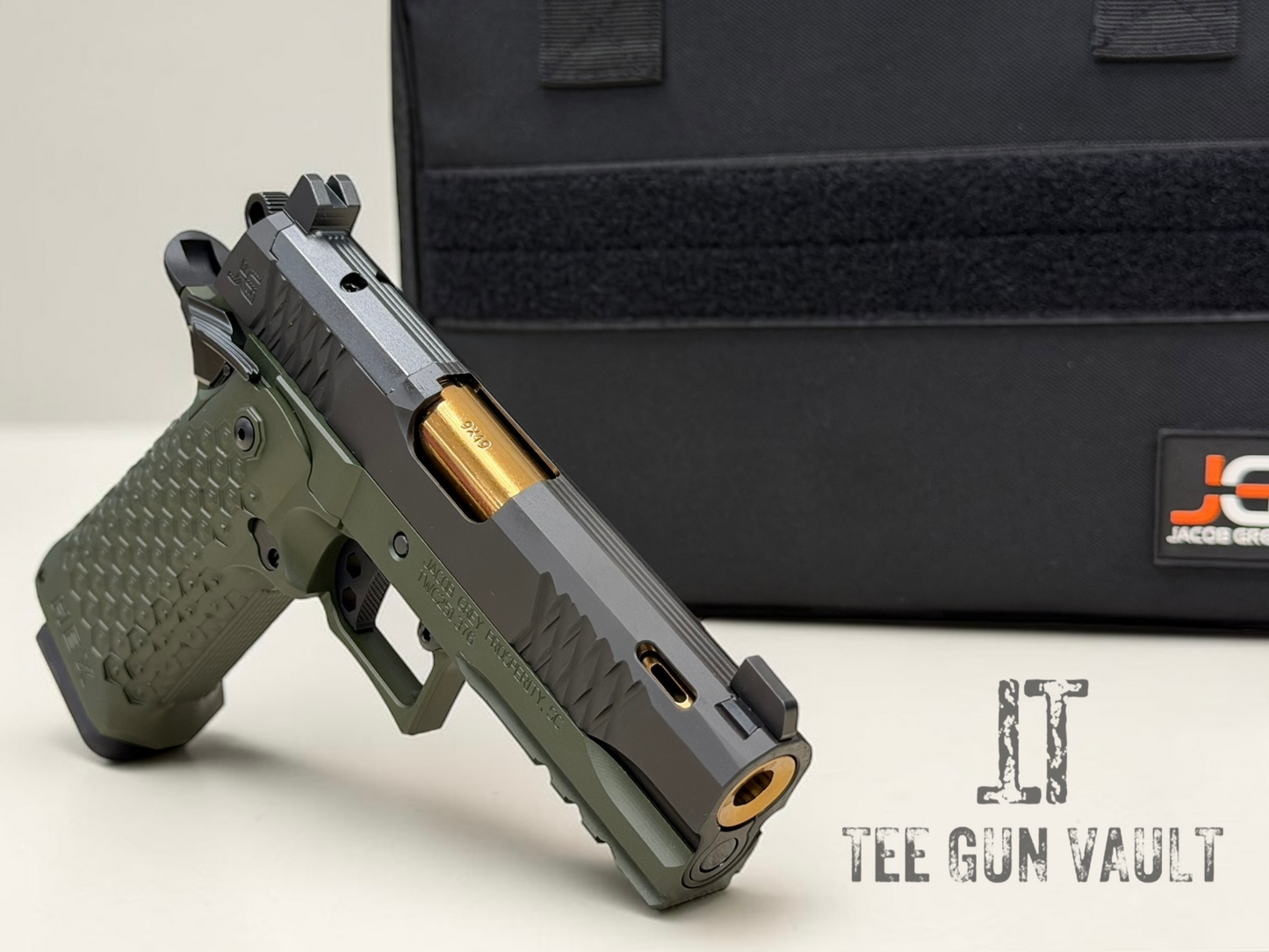 JACOB GREY HEX DUTY GREEN 4.25” PORTED ROSE GOLD BARREL 9mm