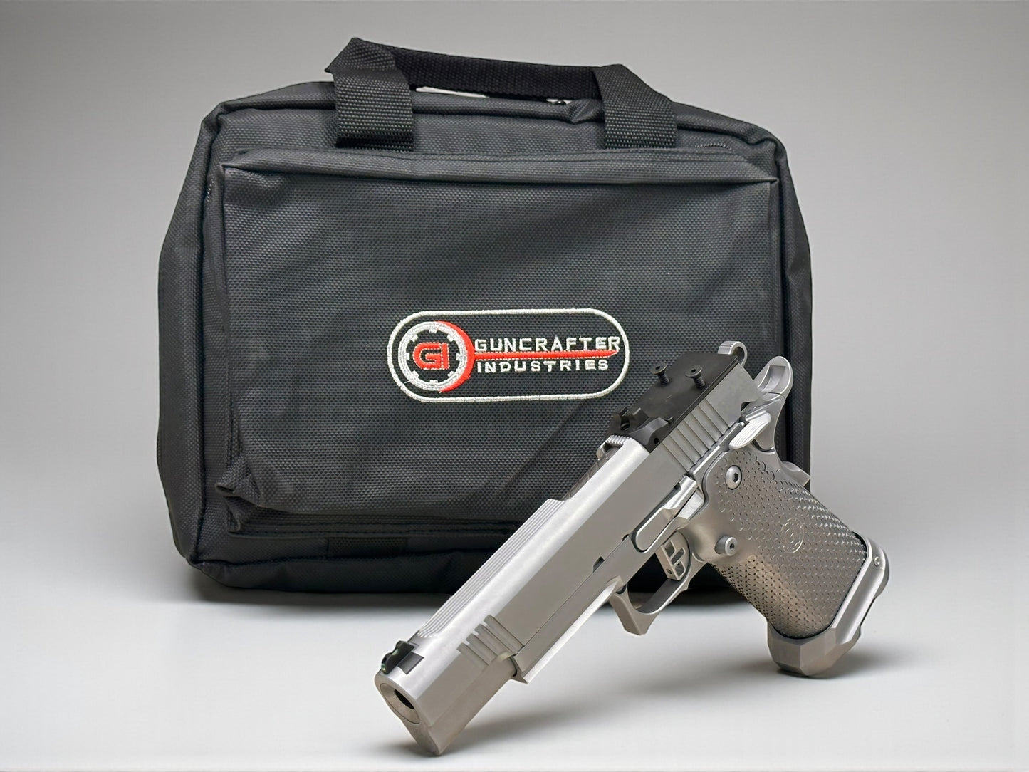 GUNCRAFTER INDUSTRIES DOUBLE STACK 9mm OPTIC READY SILVER PVD WITH ALUMINUM GRIPS