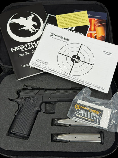 NIGHTHAWK CUSTOM DOUBLE AGENT DS 4.25” OPTIC READY BLACK DLC  COMMANDER AMBI SAFETY 9MM