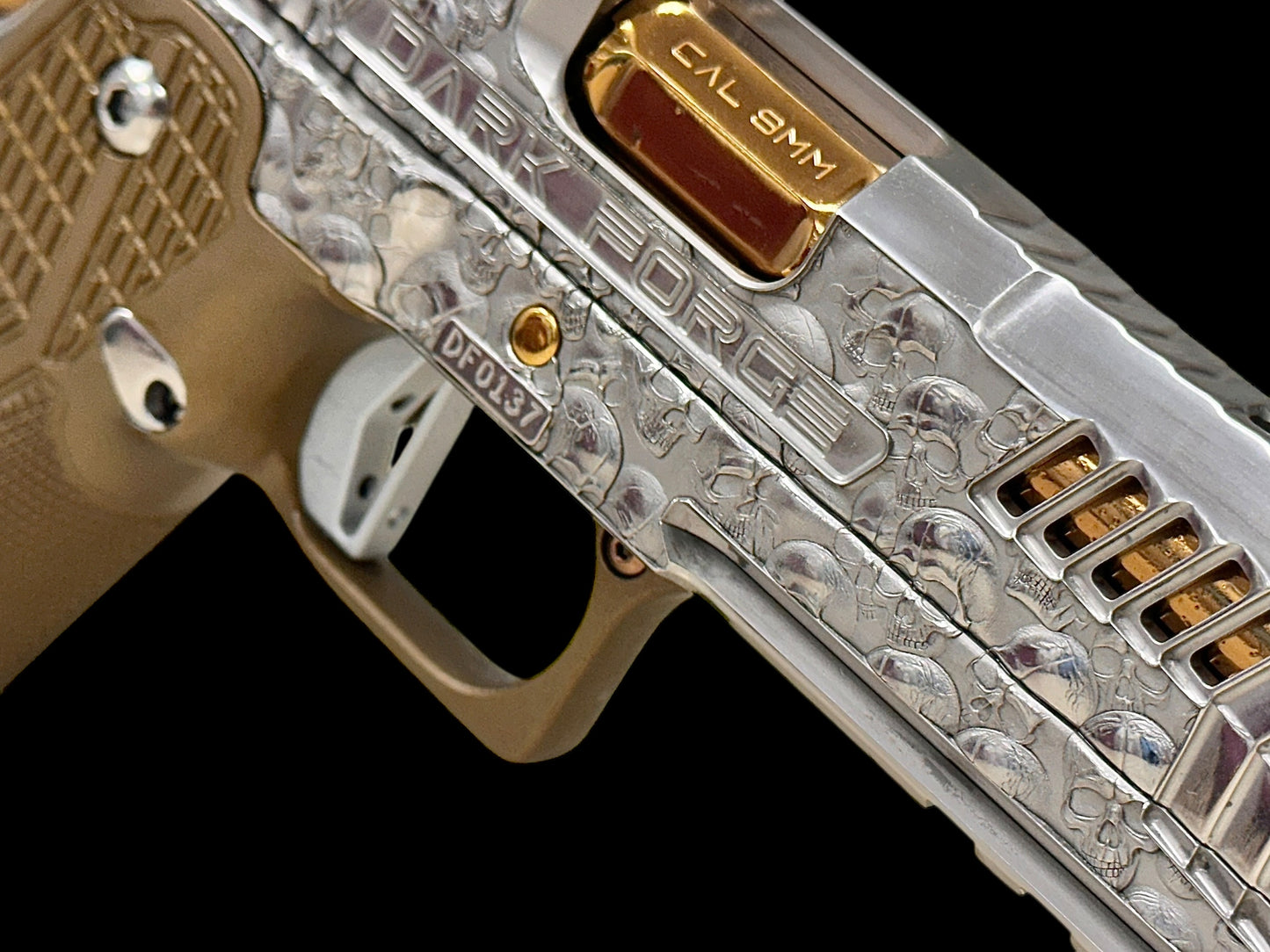 DARK FORGE WRAITH “VITA FINITA” POLISHED SILVER/COPPER FINISH WITH BRONZE SRO 4.6” PORTED 9MM