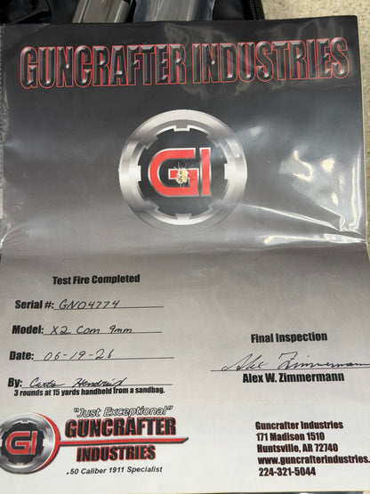 GUNCRAFTER HELLCAT X2 COMMANDER 9MM POLISHED FLATS OPTIC READY