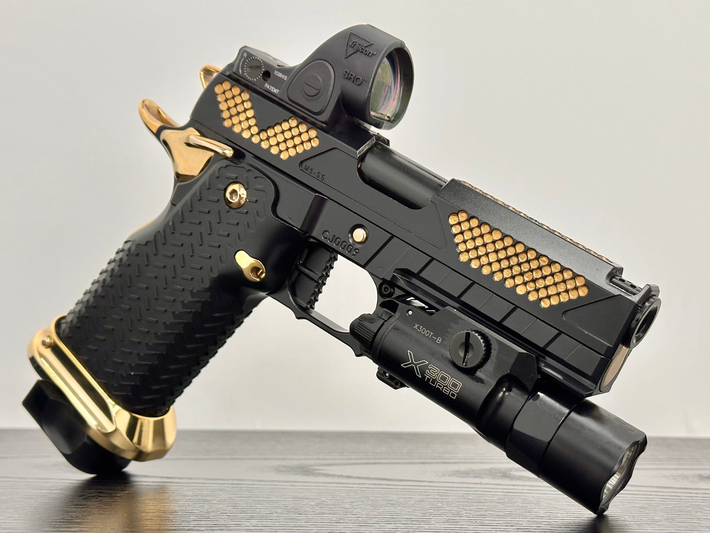 COMBAT PRECISION M5 CUSTOM 2011 PORTED WITH TRIJICON SRO & X300 9MM (Pre owned)