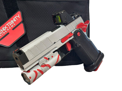 PHOENIX TRINITY H PRO CUSTOM ALUMINUM EVO GRIPS WITH TRIJICON RMR HD AND X300 9MM