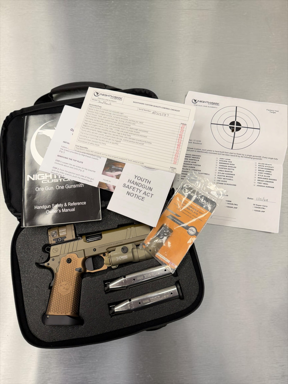 NIGHTHAWK CUSTOM SANDHAWK W/ACRO P2 AND X300 9MM (PRE OWNED UNFIRED) MINT