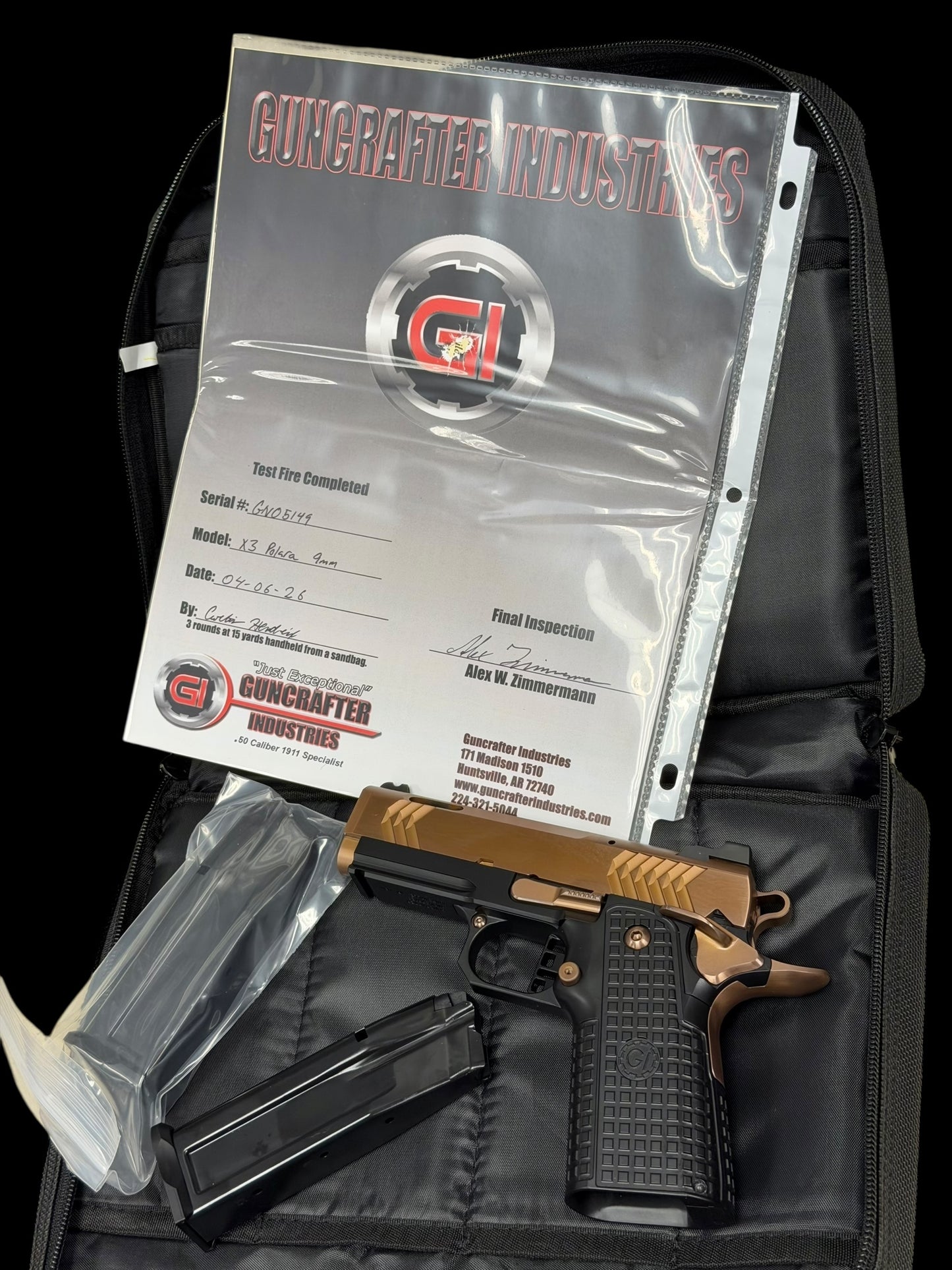GUNCRAFTER INDUSTRIES X3 POLARA PORTED OFFICER FRAME IN POLISHED COPPER FINISH OPTIC READY 9MM