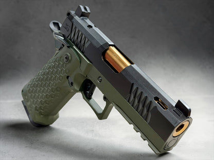 JACOB GREY HEX DUTY GREEN 4.25” PORTED ROSE GOLD BARREL 9mm