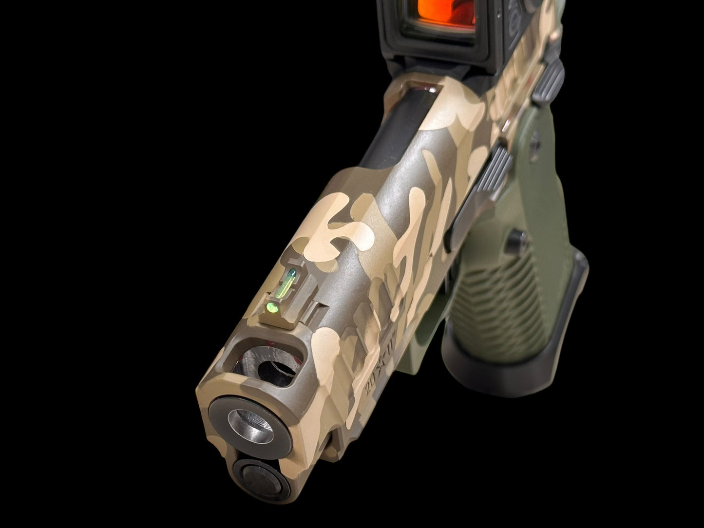 STACCATO CUSTOM C2 PORTED 3.9” MULTICAM WITH T7 ALUMINUM GRIPS, AIMPOINT ACRO P2 & RED DIRT “EDGE” TRIGGER
