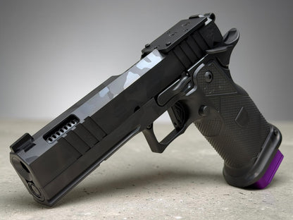 ALPHA AMERICAN WAR FIGHTER BLACK DLC CAMO PORTED 5” BARREL 9mm