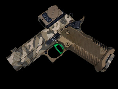 STACCATO CUSTOM C2 PORTED 3.9"
MULTICAM WITH T7 ALUMINUM GRIPS, AIMPOINT ACRO P2 & INFINITY TRIGGER