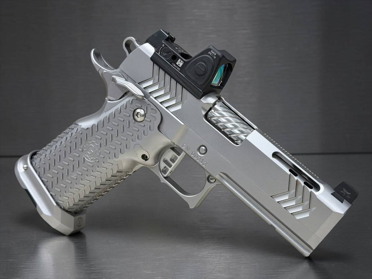 GUNCRAFTER POLARA X2 PORTED 9MM COMMANDER POLISHED CHROME FINISH WITH TRIJICON RMR