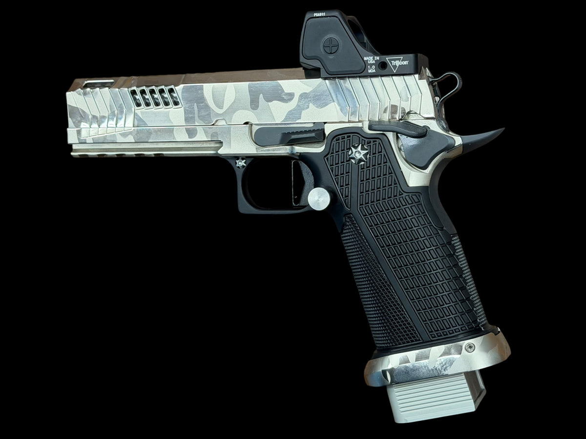 DARK FORGE WRAITH 4.6” PORTED POLISHING NICKEL CAMO FINISH WITH TRIJICON RMR HD