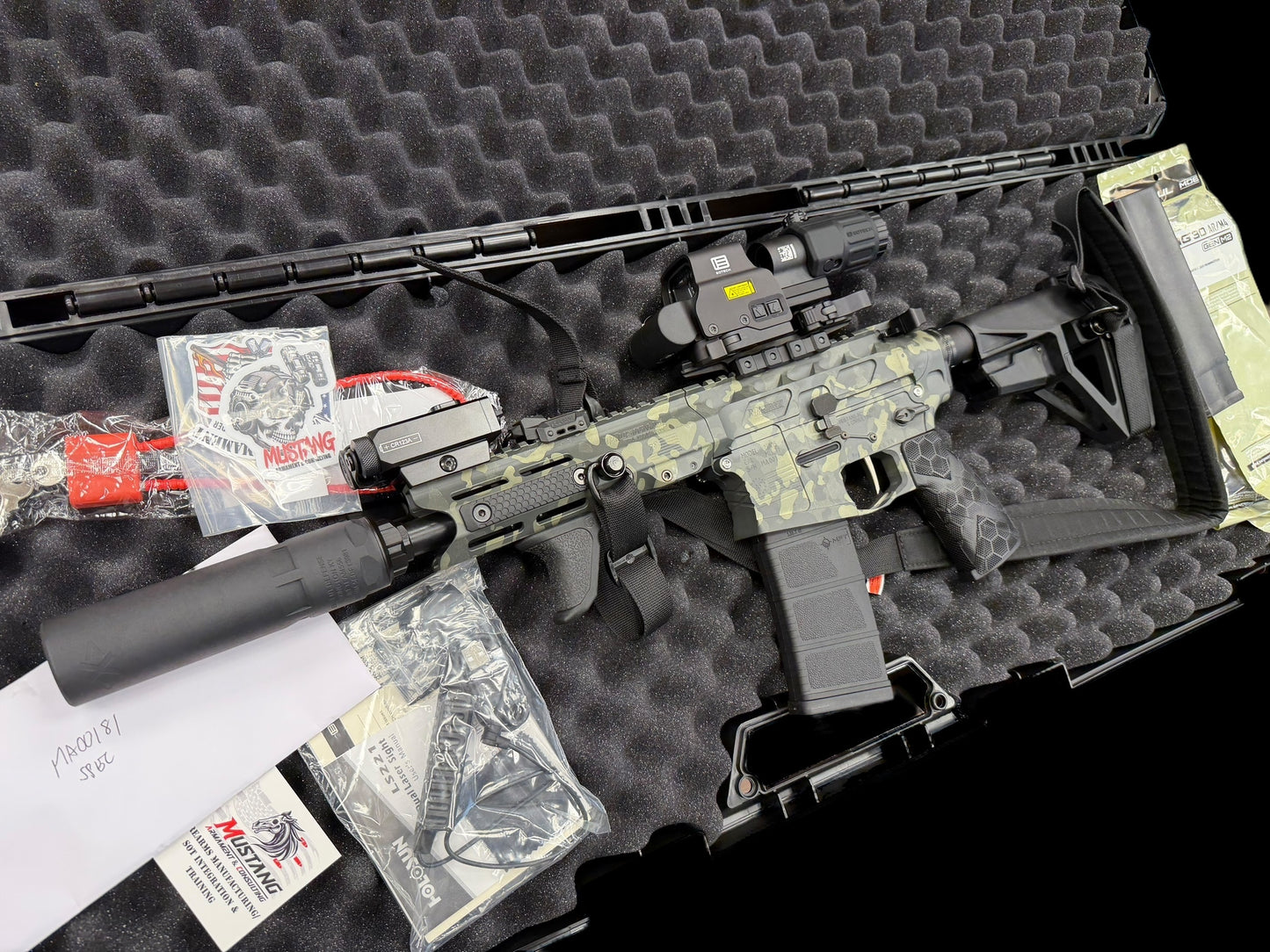 MUSTANG ARMAMENT 5.56 “CHESTY” GREY CAMO 8” CUSTOM BILLET.
