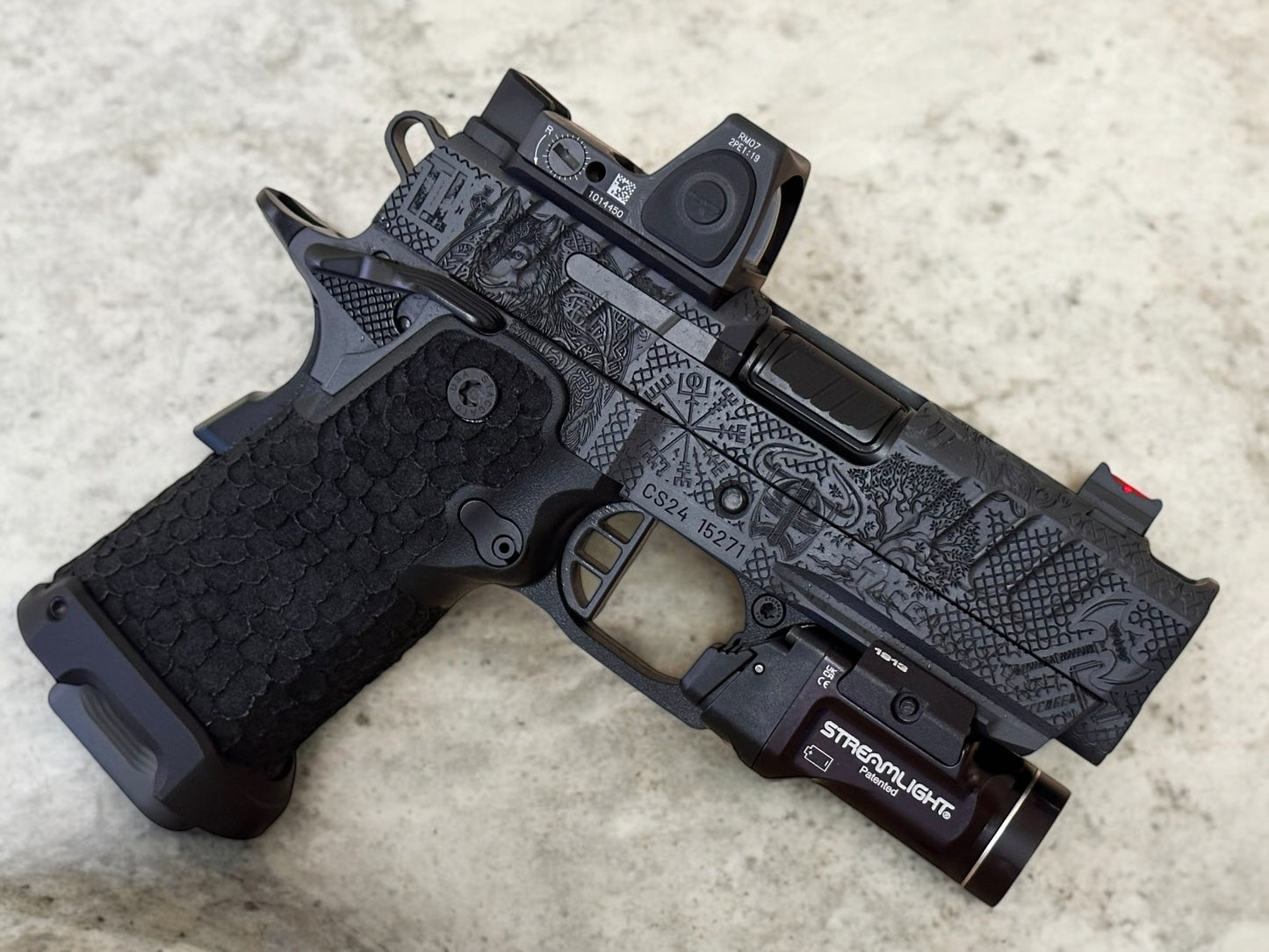 STACCATO CUSTOM CS “VIKING” PORTED 3.5” DLC BARREL WITH RMR AND TLR7 FLASHLIGHT