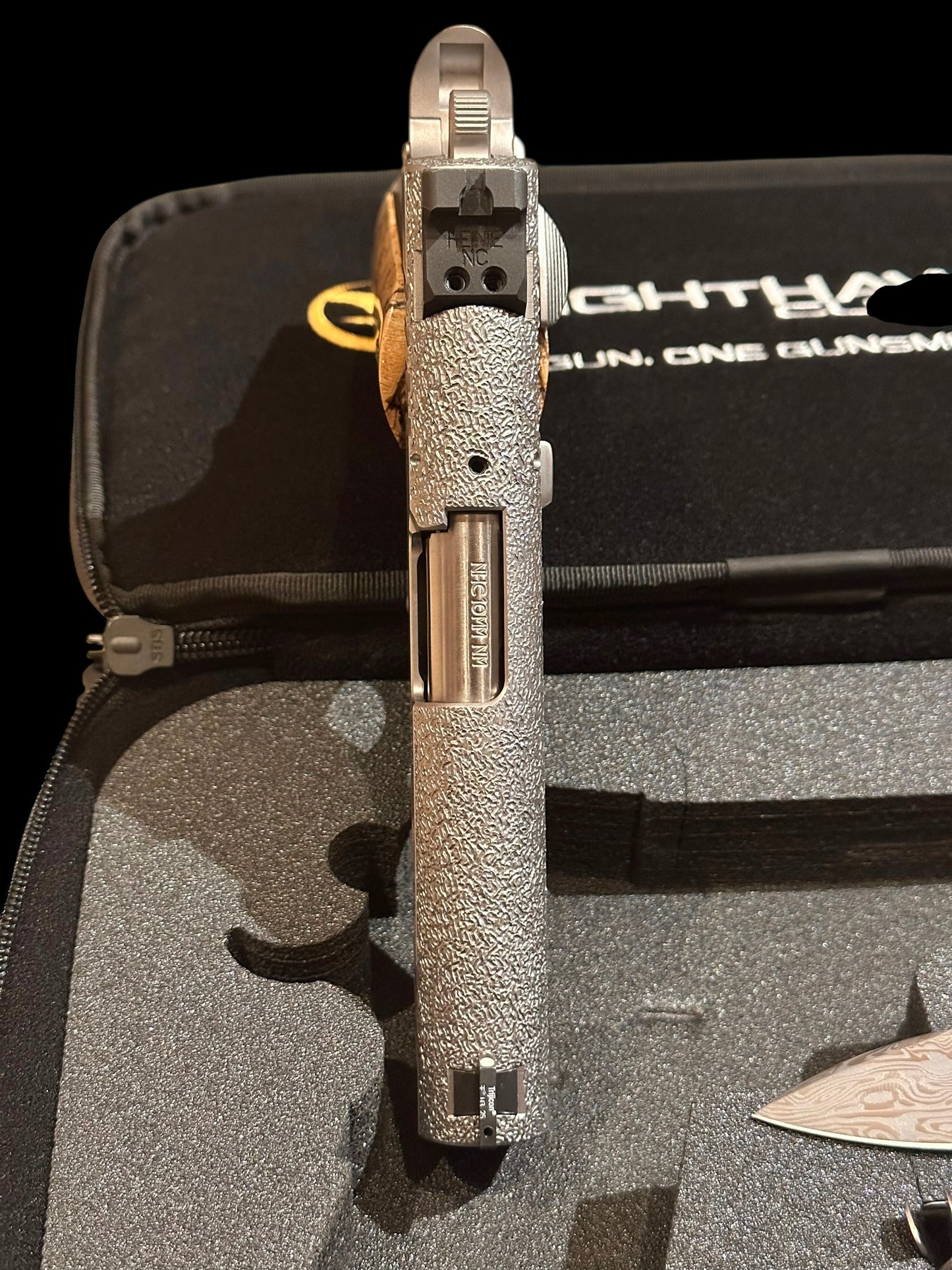 NIGHTHAWK CUSTOM BOB MARVEL 10MM MAMMOTH IVORY GRIPS AND MATCHING KNIFE