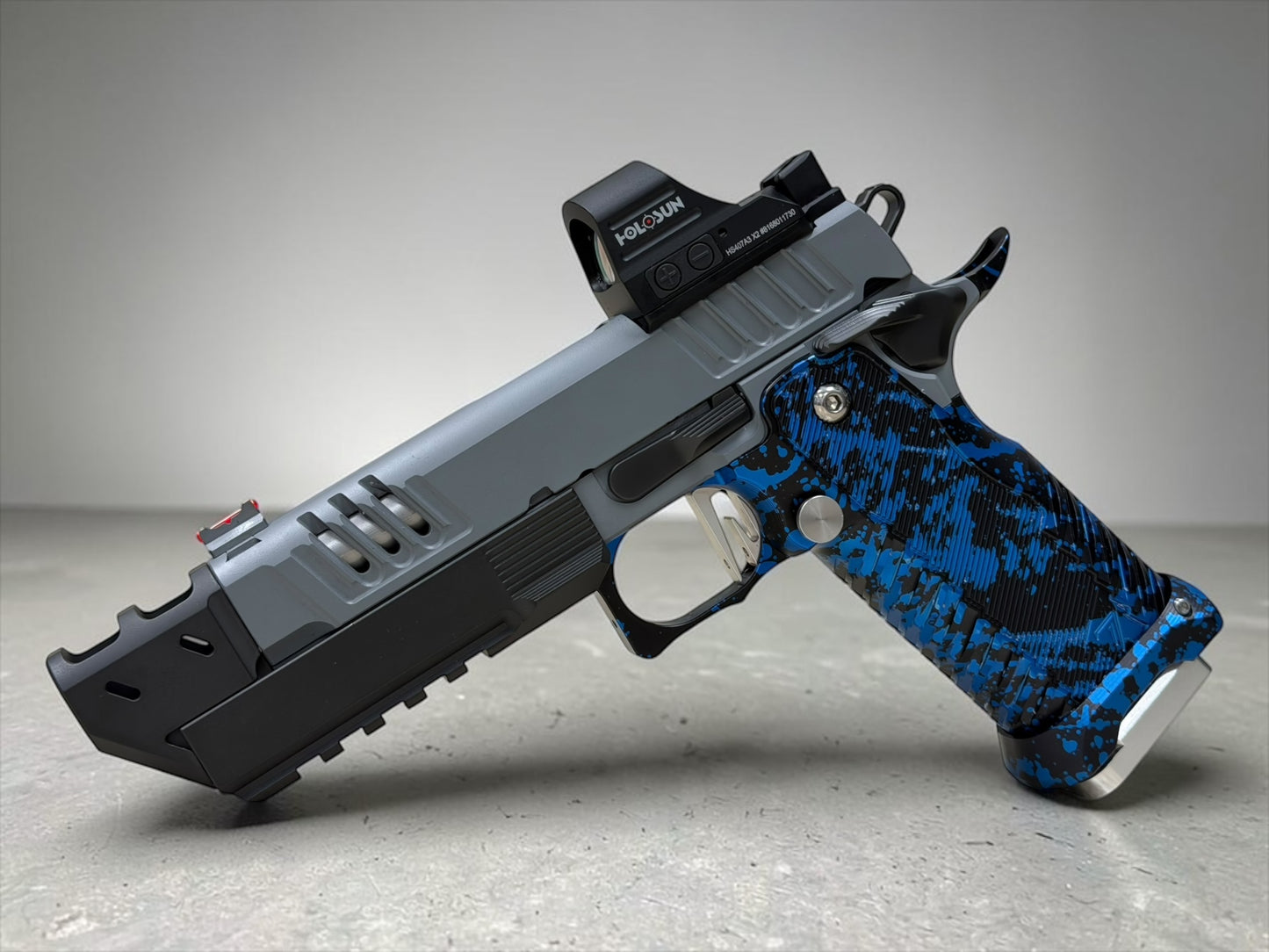 STACCATO CUSTOM C2 COMP WITH T7 ALUMINUM GRIPS, TGV EDGE TRIGGER AND HOLOSUN 407 X2