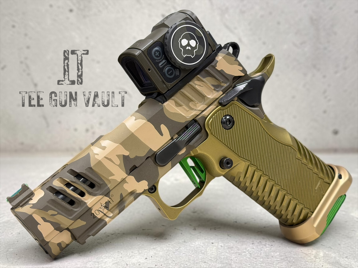 STACCATO CUSTOM C2 PORTED 3.9"
MULTICAM WITH T7 ALUMINUM GRIPS, AIMPOINT ACRO P2 & EDGE "GREEN" TRIGGER