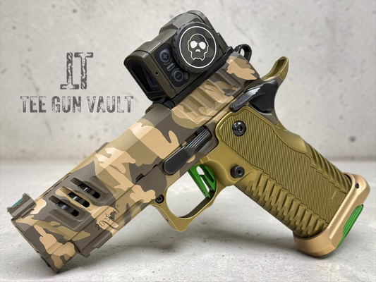 STACCATO CUSTOM C2 PORTED 3.9"
MULTICAM WITH T7 ALUMINUM GRIPS, AIMPOINT ACRO P2 & EDGE "GREEN" TRIGGER