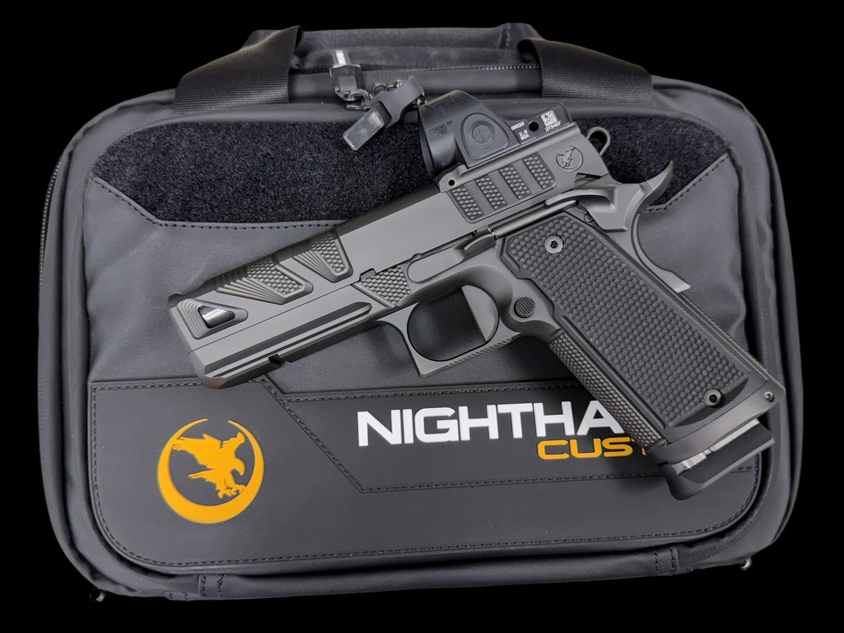 NIGHTHAWK CUSTOM ALPHA HAWK single stack COMMANDER 9MM PORTED OPTIC READY WITH TRIJICON SRO GREEN