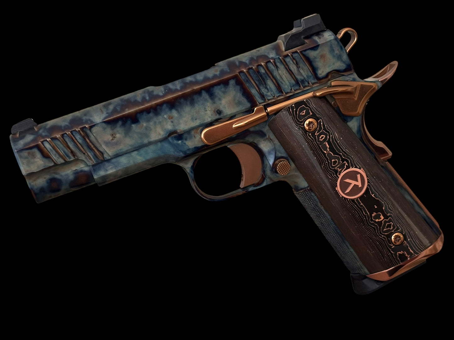 KINGS RIVER CUSTOM FCC 1911 COMMANDER FULL CASE HARDENED 9MM WITH IVORY GRIPS MASTERPIECE