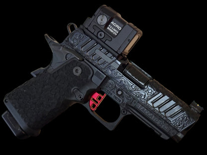 STACCATO CUSTOM CS 3.5” FULLY ENGRAVED SCROLL IN ROYAL BLUE FINISH WITH ACRO P2 OPTIC