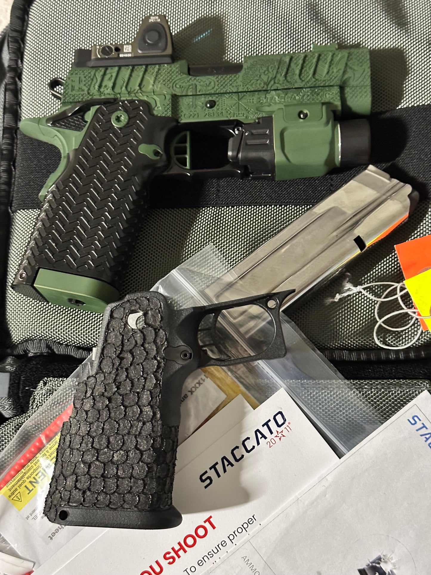 STACCATO C2 PORTED FULL CUSTOM BUILD VIKING EDITION GREEN/BLACK FINISH WITH CHEELY ALUMINUM GRIPS