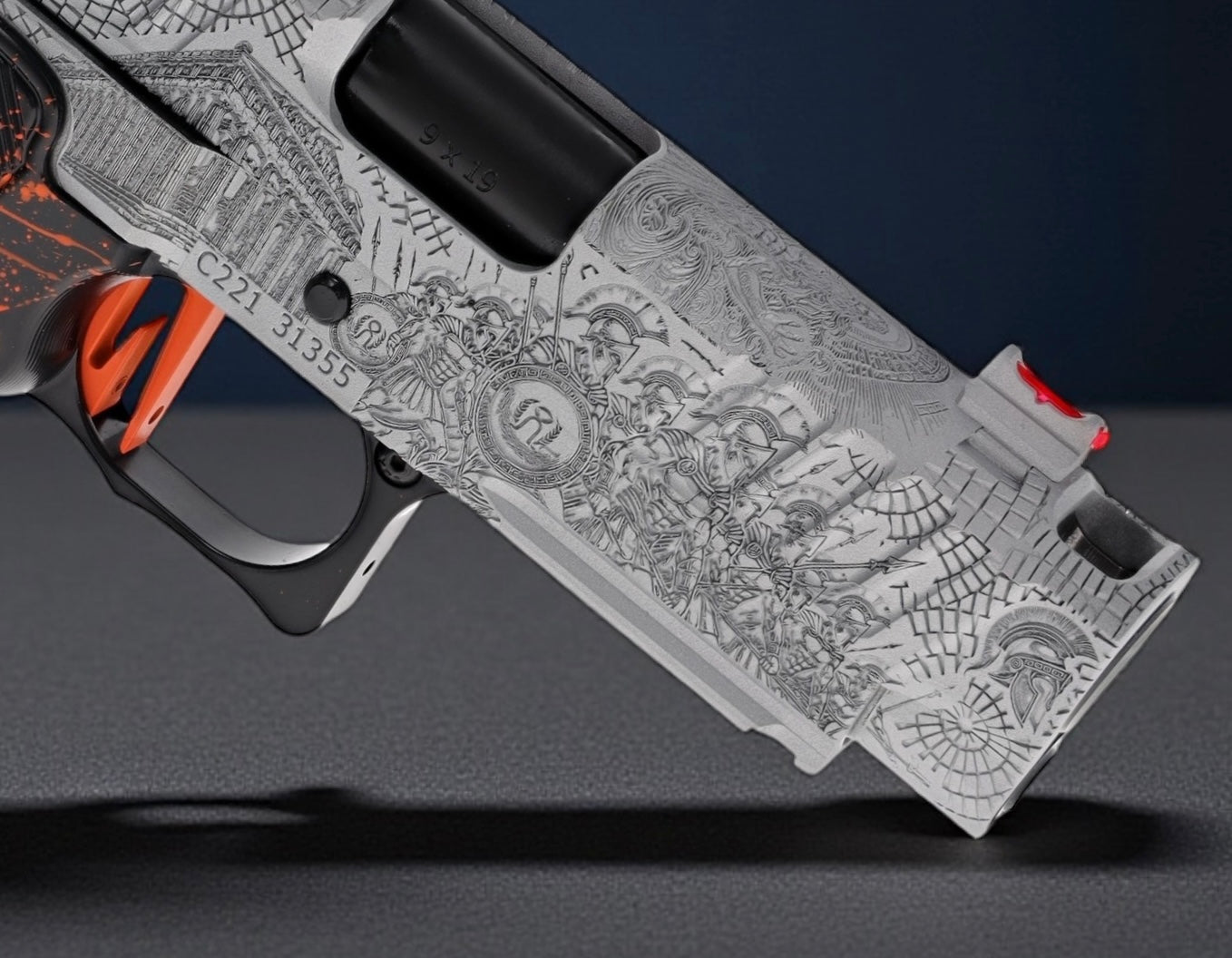 STACCATO CUSTOM C2 “SPARTANS” CHUNK PORTED T7 FULL SIZE GRIPS WITH RED DIRT “EDGE” TRIGGER