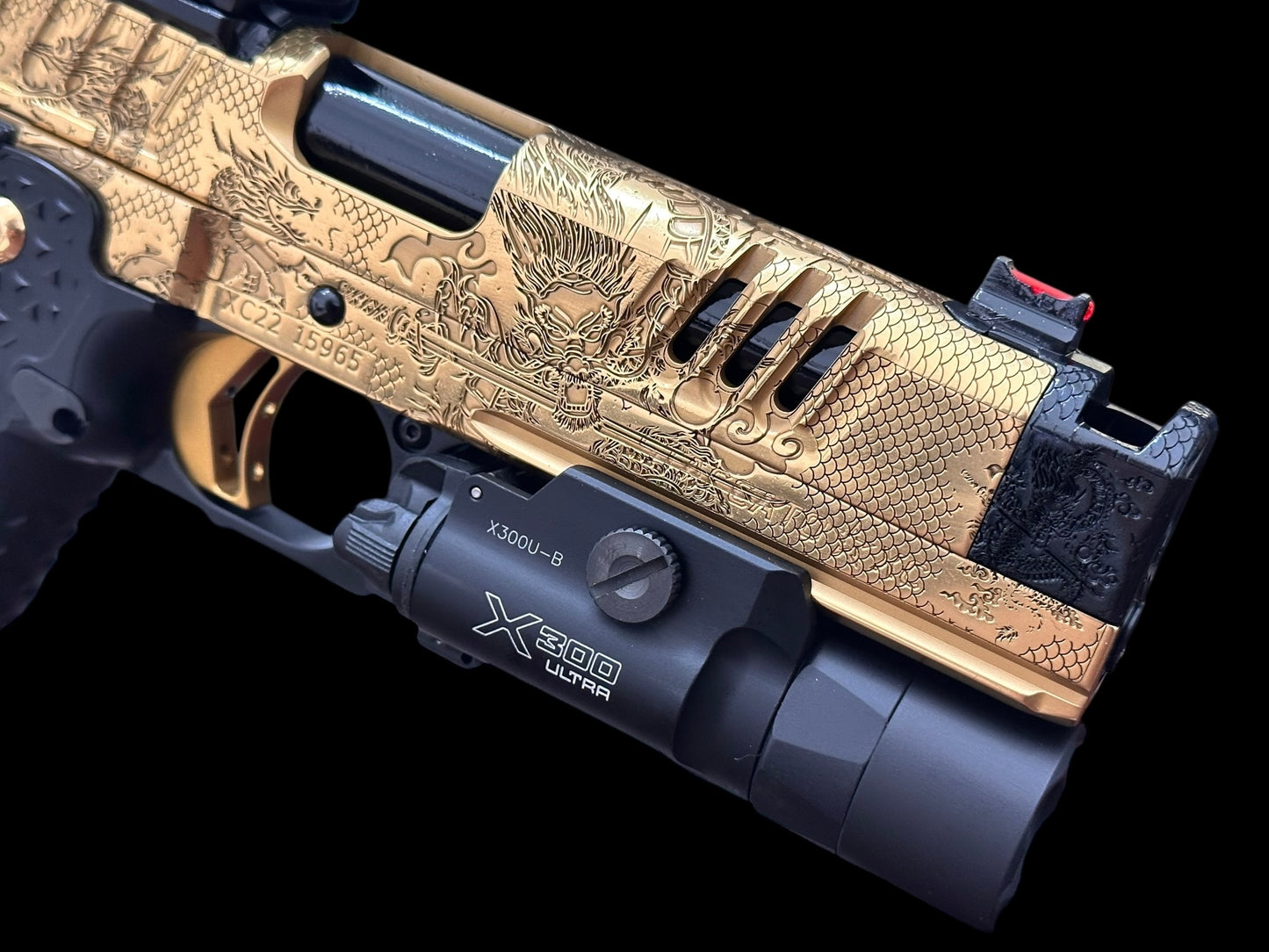 STACCATO CUSTOM XC “LAST SAMURAI” GOLD NITRIDE WITH BLACK DLC ACCENTS ATLAS GRIPS