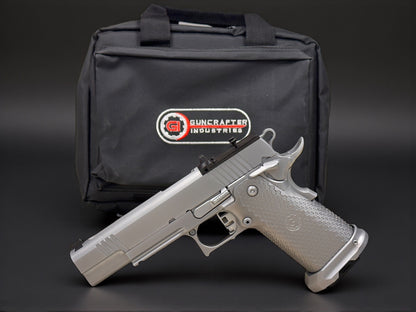 GUNCRAFTER INDUSTRIES DOUBLE STACK 9mm OPTIC READY SILVER PVD WITH ALUMINUM GRIPS
