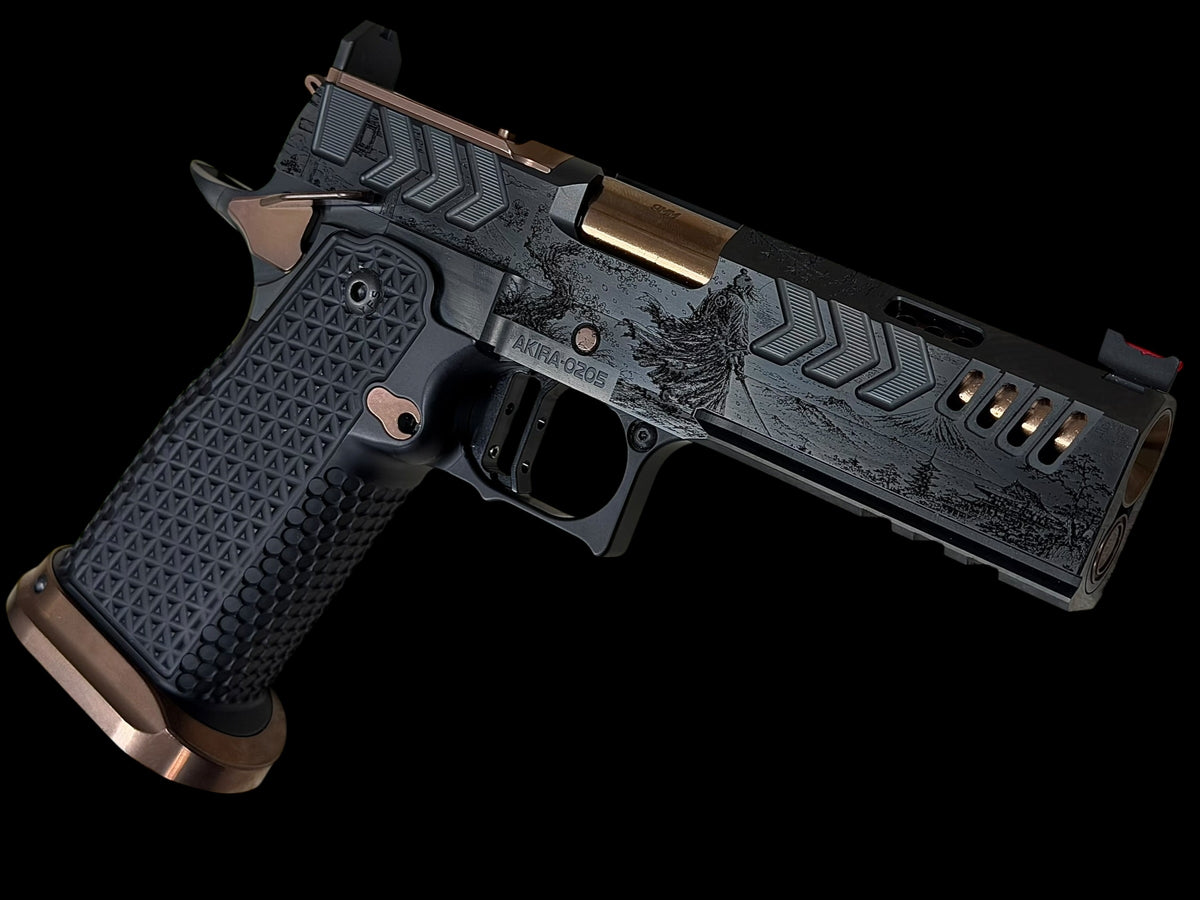 CNC GUNWORKS AKIRA “KATANAKAJI” 1 OF 5 PORTED 4.6”  DLC/ROSE GOLD FINISH 9MM