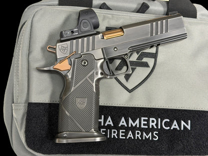 ALPHA AMERICAN WARFIGHTER ISLAND BARREL 9MM FULL STEEL BUILD WITH TRIJICON SRO