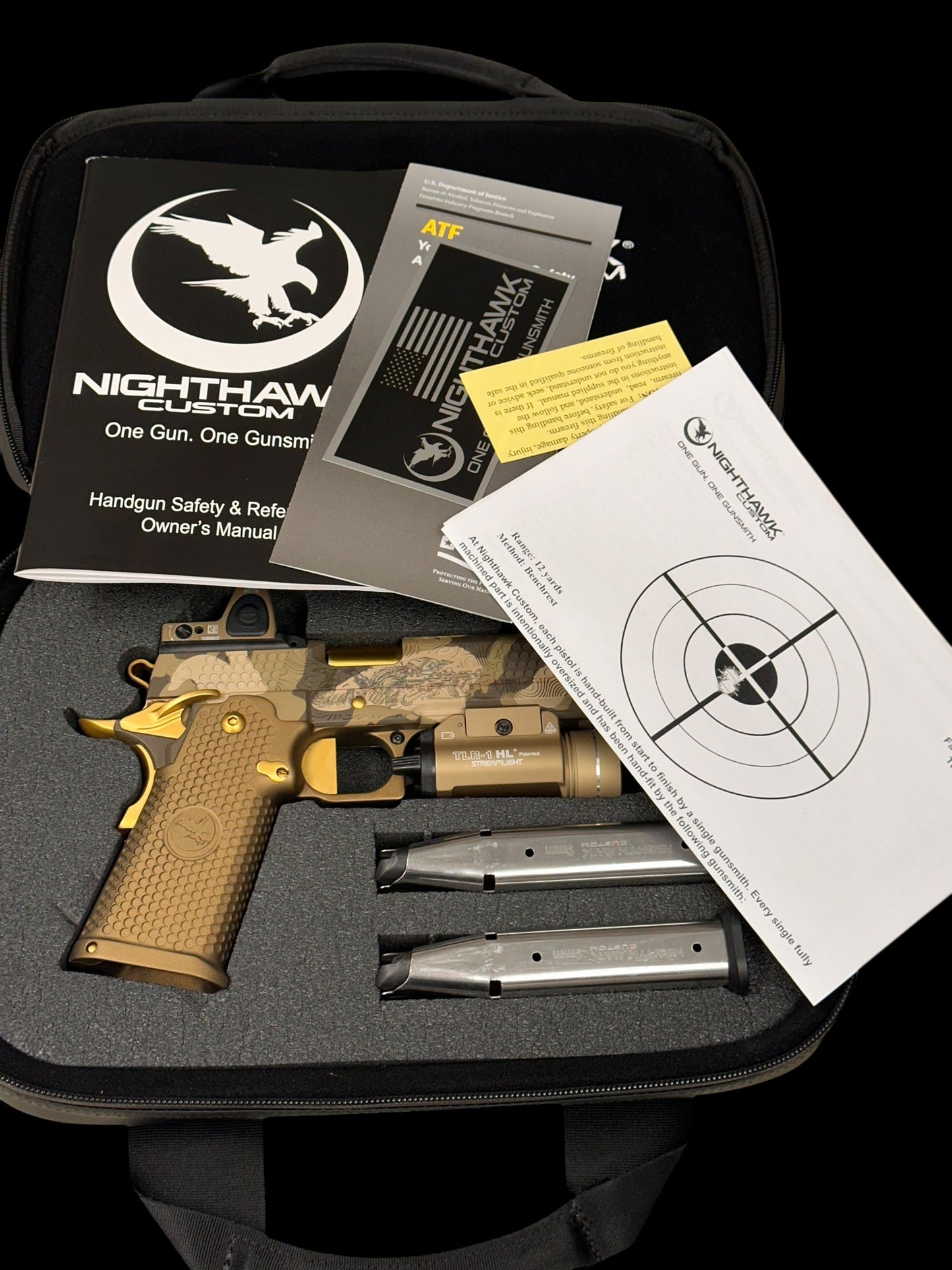 NIGHTHAWK CUSTOM TRS COMMANDER PORTED “BLACK OPS” 1 OF 1 WITH RMR AND TLR1 9MM