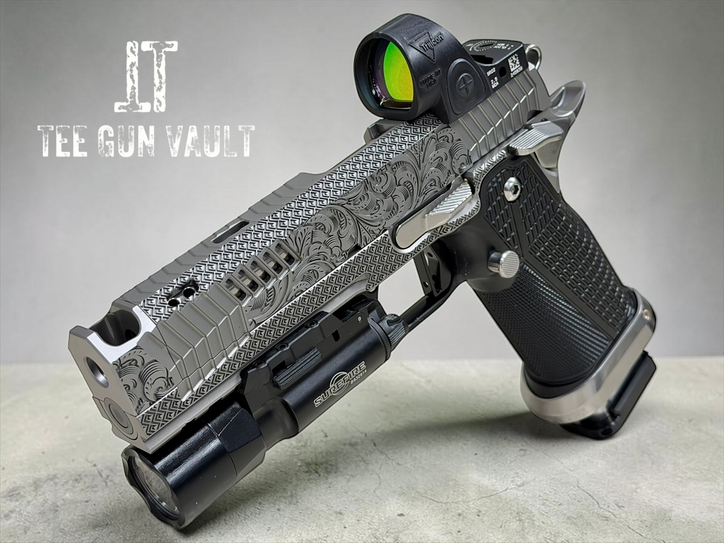 DARK FORGE REAPER PORTED + COMP CUSTOM SCROLL ENGRAVED IN SILVER PVD FINISH WITH SRO AND X300