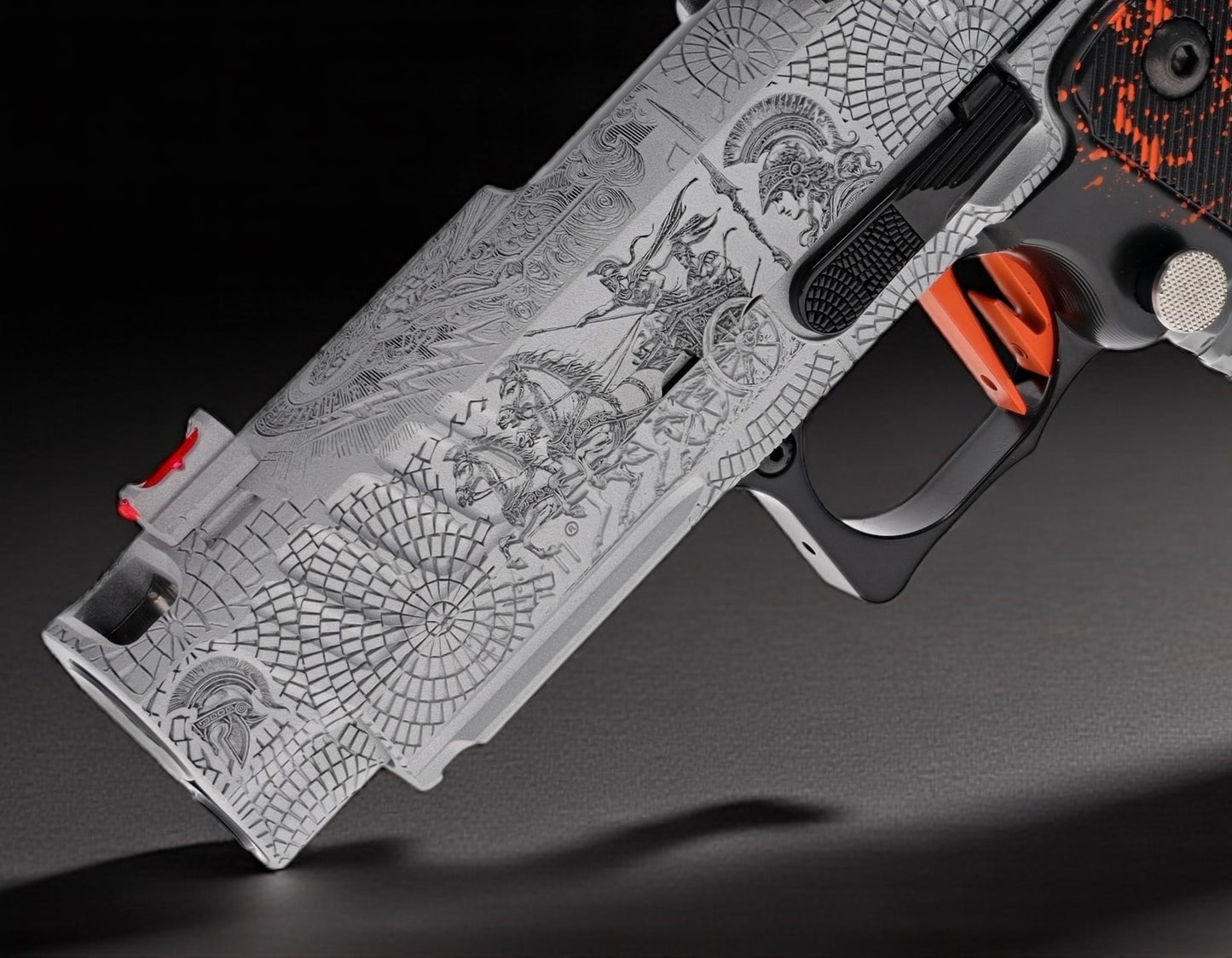 STACCATO CUSTOM C2 “SPARTANS” CHUNK PORTED T7 FULL SIZE GRIPS WITH RED DIRT “EDGE” TRIGGER