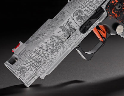 STACCATO CUSTOM C2 “SPARTANS” CHUNK PORTED T7 FULL SIZE GRIPS WITH RED DIRT “EDGE” TRIGGER