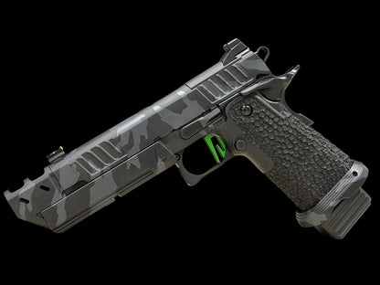 STACCATO P CUSTOM WITH DRAGON SCALE GRIPS “EDGE” TRIGGER AND COMPENSATOR