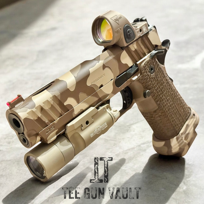 CUSTOM SPRINGFIELD PRODIGY 5” PORTED CAMO WITH SRO AND X300. TREE BARK GRIPS