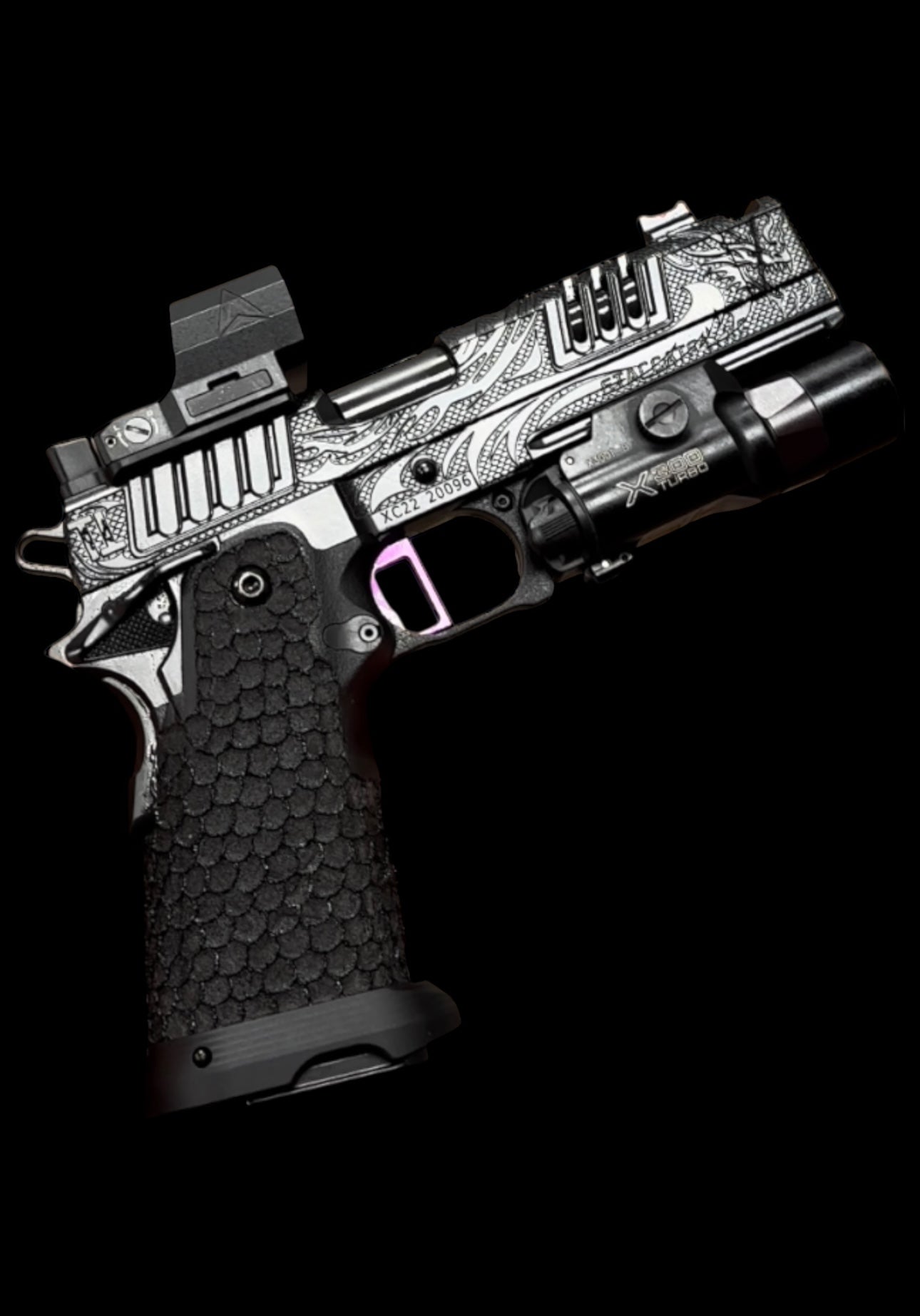 STACCATO XC CUSTOM “TRIBAL DRAGON BLACK” EDITION INFINITY TRIGGER APEX FUSION AND X300