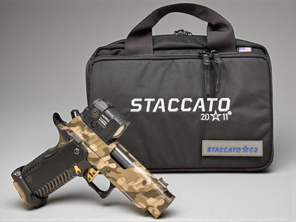 STACCATO CUSTOM C2 PORTED 3.9"
MULTICAM WITH T7 ALUMINUM GRIPS, AIMPOINT ACRO P2 & RED DIRT "GOLD" TRIGGER