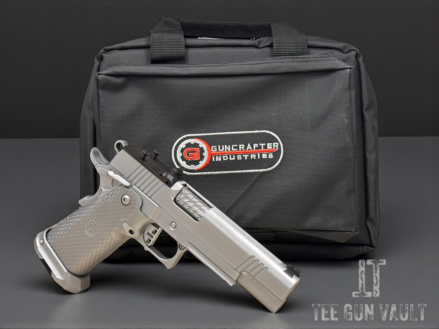 GUNCRAFTER INDUSTRIES DOUBLE STACK 9mm OPTIC READY SILVER PVD WITH ALUMINUM GRIPS