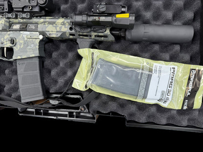 MUSTANG ARMAMENT 5.56 “CHESTY” GREY CAMO 8” CUSTOM BILLET.