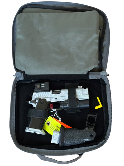 SILVER “TRIBAL DRAGON” FULLY CUSTOMIZED STACCATO XC STEEL GRIPS ENGRAVED, CERAKOTE WITH ACRO P2 & X300