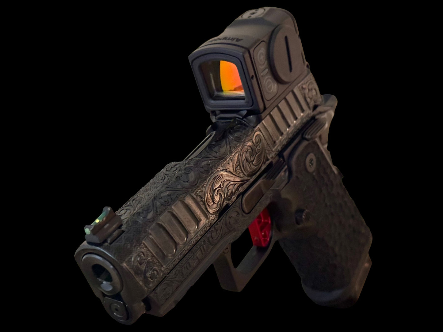 STACCATO CUSTOM CS 3.5” FULLY ENGRAVED SCROLL IN ROYAL BLUE FINISH WITH ACRO P2 OPTIC