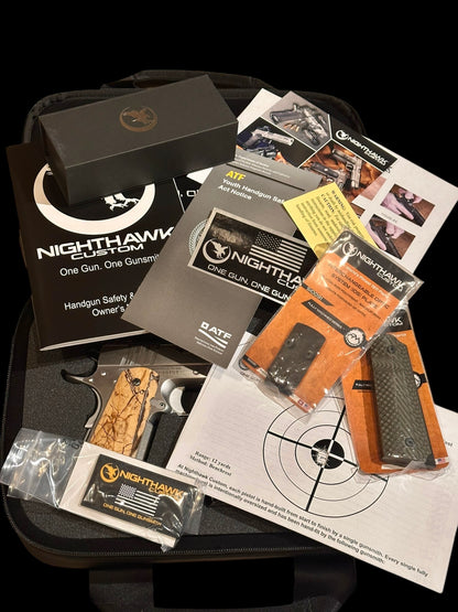 NIGHTHAWK CUSTOM BOB MARVEL 10MM MAMMOTH IVORY GRIPS AND MATCHING KNIFE