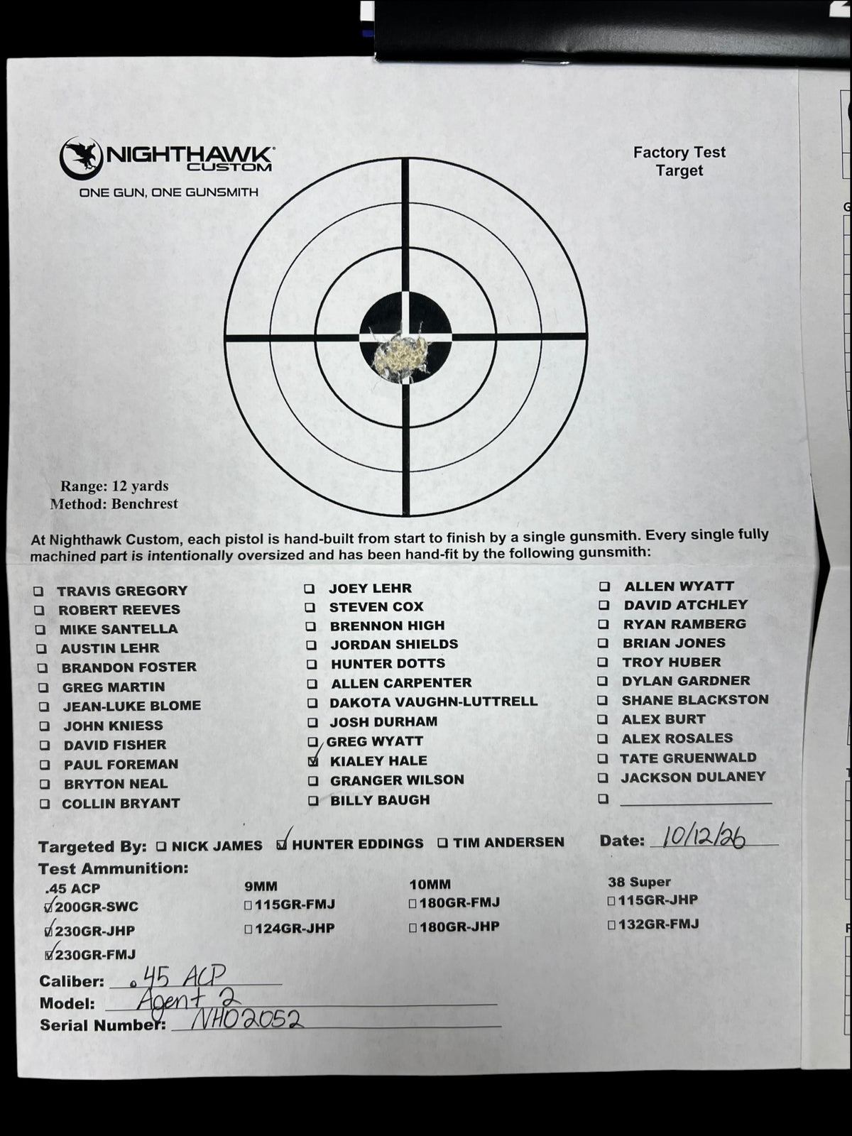 NIGHTHAWK CUSTOM AGENT 2 COMM .45ACP BURNT BRONZE