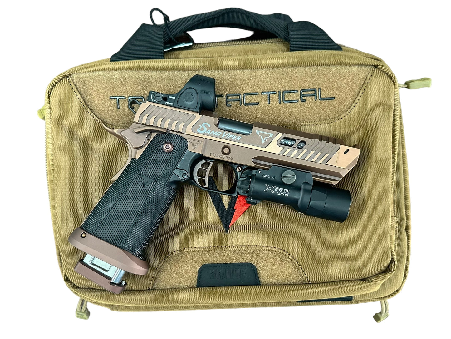 TARAN TACTICAL SAND VIPER 2011 WITH ICARUS ALUMINUM GRIPS UPGRADE (SRO AND LIGHT NOT INCLUDED)