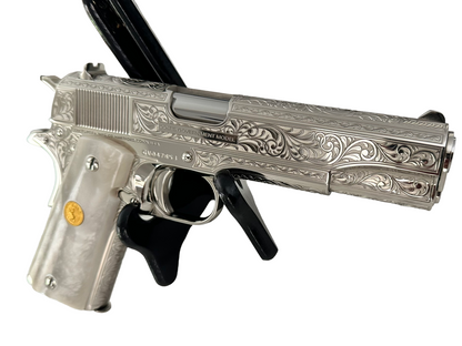 COLT CUSTOM 1911 FULLY ENGRAVED HIGH POLISHED AND NICKEL PLATED .45ACP